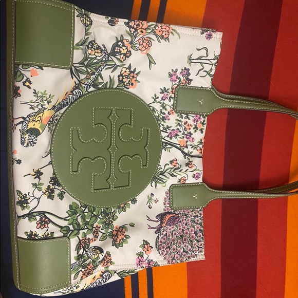 Tory Burch Handbags - Tory Burch Ella Floral Tote Sage Green
Flower Handbag Canvas
